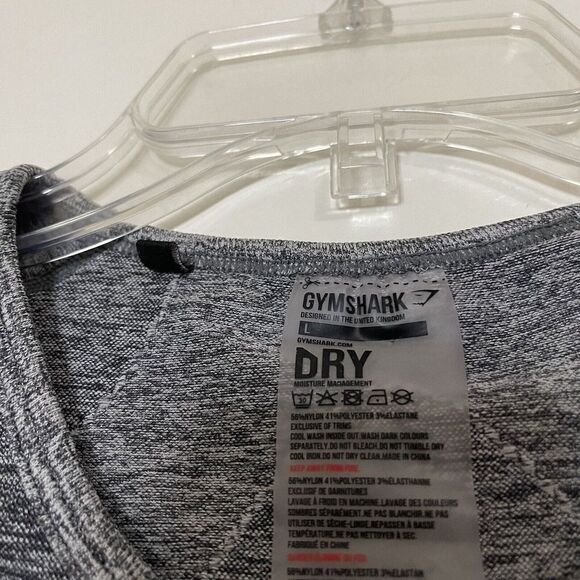 GYMSHARK gray marled cropped long sleeve knit top size large - Picture 2 of 4